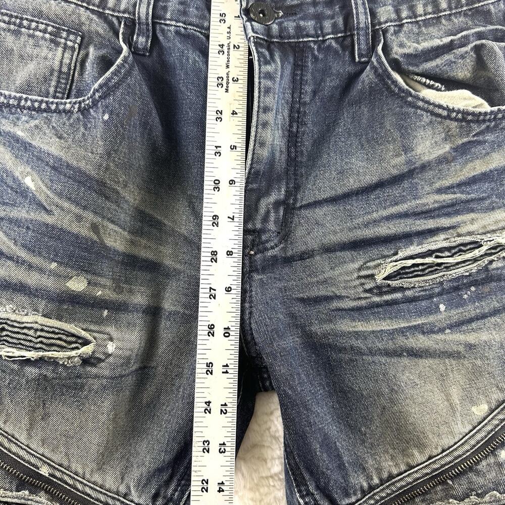 Smoke Rise Jeans Mens 36 (32” inseam) Dark Wash Ripped Distressed Moto - Picture 4 of 16